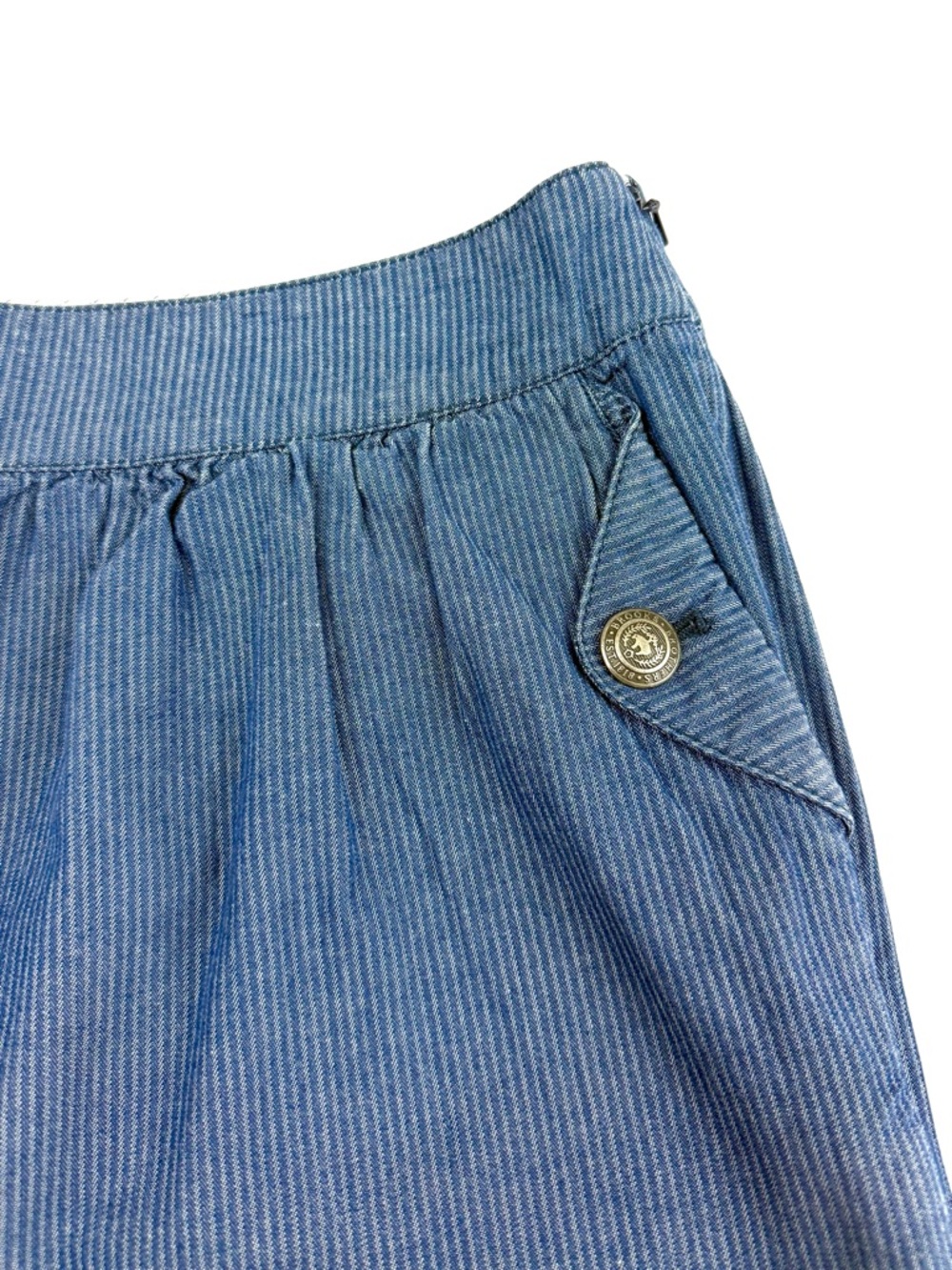 Brooks Brothers Red Fleece Pleated Blue Stripe Pattern Cotton Mini Skirt - Picture 3 of 6